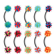 100pcs Assortment of 16G Eyebrow w/UV Reactive Koosh Balls