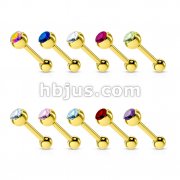 100 Pcs Gold Plated Barbells with 1-Press fit Gem