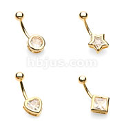 Real Gold Plated Bezel set Cubic Zircornia Banana