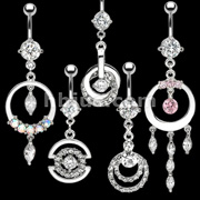 50PC CZ Navel Ring with Pave Gem Hoop Asst. Package