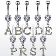Fancy Navel Round CZ w/Pave Gemed Initial