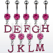 Fancy Navel Round CZ w/Pave Gemed Initial