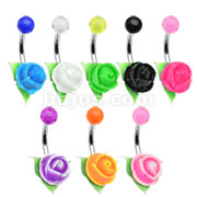 80PC Navel Ring W/Silicone Rose