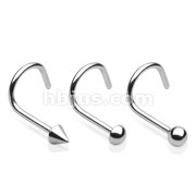 18GA 316L Surgical Steel Nose Screw w/Ball, Spike, Dome