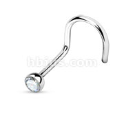 316L Surgical Steel Nose Screw 18GA w/Clear CZ