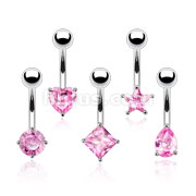 100 Pcs Fancy Navel Banana w/Pink Solitare CZ