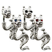 60Pcs Dragon Navel Rings W/CZ Eyes