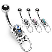 40PC Zipper Navel Ring with Gems
