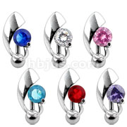 Top Down Navel Ring w/CZ center Shield