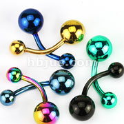 120 Pcs of Assorted Color Titanium Plated Over 316L Surgical Steel Navel Ring