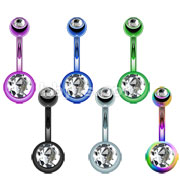 120 Pcs Titanium Anodized Over 316L Surgical Stainless Steel Double jeweled Belly Rings
