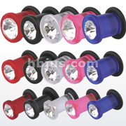 UV Single Flair Solid Plug W/CZ (Size:00,0,2GA)