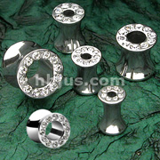 50PC 6,4,2,0,00GA 316L Clear Pave Gem Hollow Saddle Plug Package