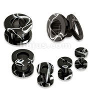 UV Black & White Marble Screwfit Flesh Tunnels