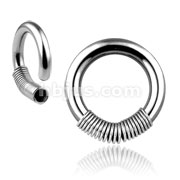 316L Surgical Steel Captive Bead Ring w/spring 8, 10, 12, 14, 16G