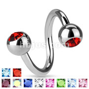 200PC 316L surgical Steel Double Jeweled Twist Package