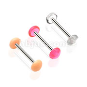 316L Surgical Steel Barbell with Assorted Color Acrylic No-Ceum Half Ball 300pc Pack (100pcs x 3 colors)