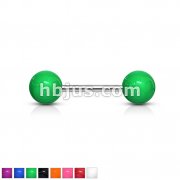 Solid Colored Acrylic Ball 316L Surgical Steel Barbell