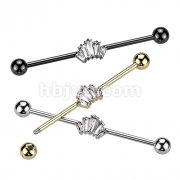 316L Surgical Steel Baguette CZ Crown Industrial Barbell