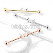 Tear Drop and Marquise CZ Butterfly 316L Surgical Steel Industrial Barbell