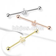 CZ Paved Crown 316L Surgical Steel Industrial Barbells