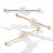 Marquise CZ Snowflake 316L Surgical Steel Industrial Barbell
