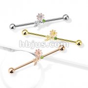 Flowers and Leaves 316L Surgical Steel Industrial Barbells