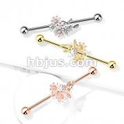 CZ and Enamel Flower Bouquet 316L Surgical Steel Industrial Barbells