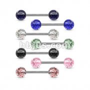 316L Surgical Steel 14GA Barbell w/ Acrylic Color Ultra Glitter Ball 280pc Pack (40pcs x 7 colors) 