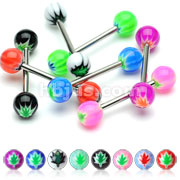 160 Pcs Pot Leaf Inlay Acrylic Balls 316L Surgical Steel Barbell Bulk Pack (20pcs x 8 colors) 