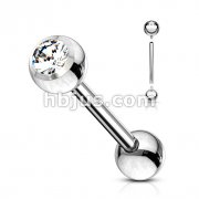 Internally Threaded 316L Surgical Steel Barbell with CZ Ball