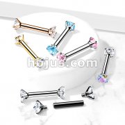 316L Surgical Steel Internally Threaded Barbells with Prong Set CZ On Both Ends