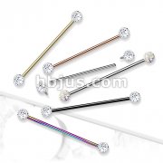 Internally Threaded 316L Surgical Steel Industrial Barbells with Epoxy Covered Crystal Paved  Balls