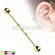 Triple Notched Industrial Barbell Titanium IP Over 316L Surgical Steel 14G 1&1/2