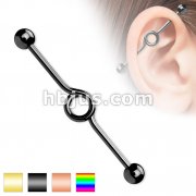  Looped Industrial Barbell Titanium IP Over 316L Surgical Steel 14G 1&1/2