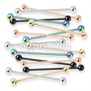 100 Pcs Twisted Rope PVD over 316L Surgical Steel Industrial Barbell Bulk Pack (20 Pcs x 5 Colors)