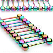 10PC Rainbow Titanium IP Over 316L Surgical Steel Barbell Package