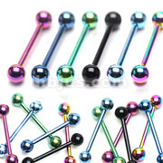 Titanium IP over 316L Surgical Stainless Steel Industrial Barbell 120pc Pack (20pc x 6 colors) 