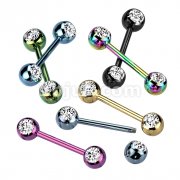 70pcs Assorted Mix Double CZ Titanium IP Over 316L Stainless Steel Nipple Bar Pack