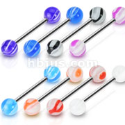New Marble Acrylic Balls Assorted Colored 316L Surgical Steel Barbell