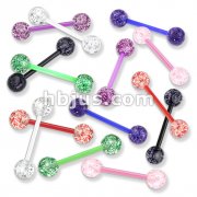 Flexible PTFE Barbell with Ultra Glitter Acrylic Balls 280pc Pack (40pcs x 7 colors) 
