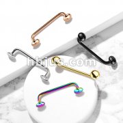 Flat Disc Ends 9 Degree Bent Staple Barbells for Surface and Snake Eye Tongue Piercings