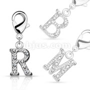 CZ Paved Initial Charms with Lobster Claw for Belly rings, Bracelets and More