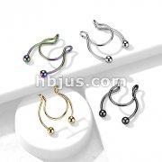 316L Surgical Steel Fake Clip On Horseshoe for Septum, Nipple and Ear