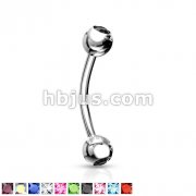 Press Fit Gem Ball On Both Side 316L Surgical Steel Curved Barbell