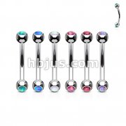 60 Pcs Opal Set 316L Surgical Steel Curved Barbells for Eyebrow and Ear Cartialge Bulk Pack (10 pcs x 6 Colors)
