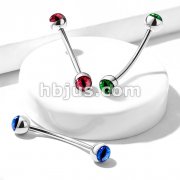 316L Surgical Steel Curved Barbell with Snake Eye Inlaid Ball Ends for Snake Eye Piercing and More