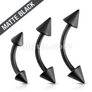 Matte Black IP Spike Ends 316L Surgical Steel Eyebrow Curve Barbell