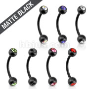 Matte Black IP with CZ 316L Surgical Steel Eyebrow Curve Barbell