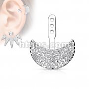 Micro Pave CZ Crescent Earring Jacket / Cartilage Stud Add on Dangle